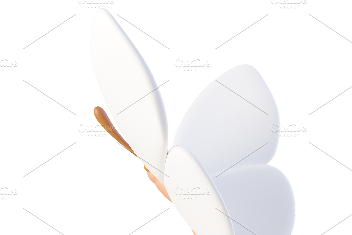 Cute 3D white Butterflies icons, an Animal 3D Model by Hannet (Photo 3 of 5)