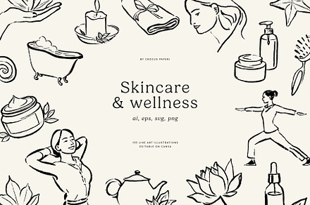SKINCARE & WELLNESS illustrations, a Healthcare Illustration by Crocus Paperi