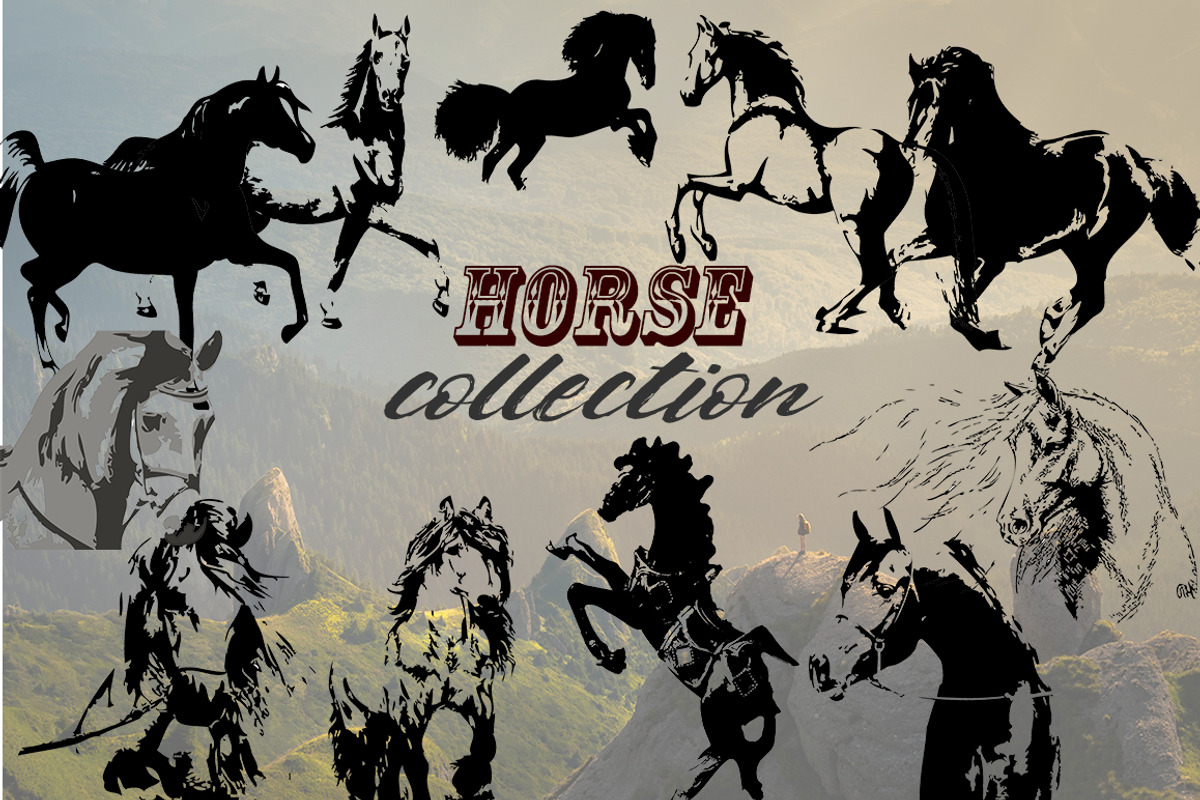 Hand drawn horse collection, vector, an Animal Illustration by AnastasiyaOleynik (Photo 1 of 11)