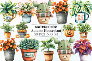 Positive Autumn House Plant PNG, an Illustration by CraftArtStudio