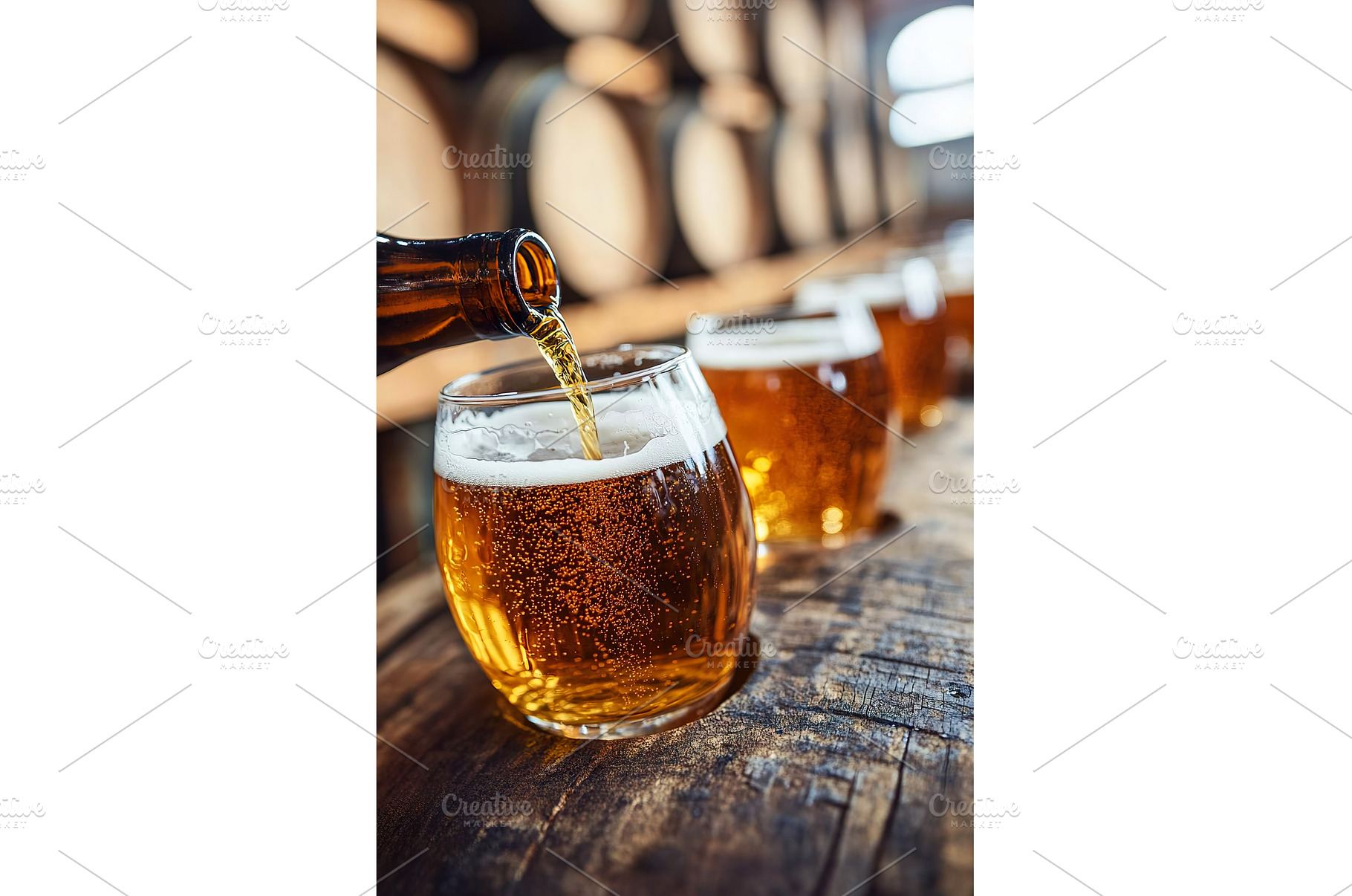 Craft beer pouring into glasses in, a Food & Drink Photo by Lermont51