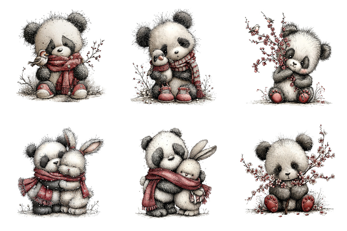 Watercolor spring panda clipart, an Illustration by SinaCreation (Photo 5 of 11)