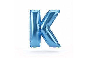 Blue Metallic Letter K Foil Balloon
