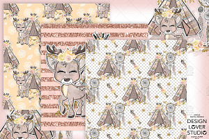 Boho Deer Digital Paper Pack