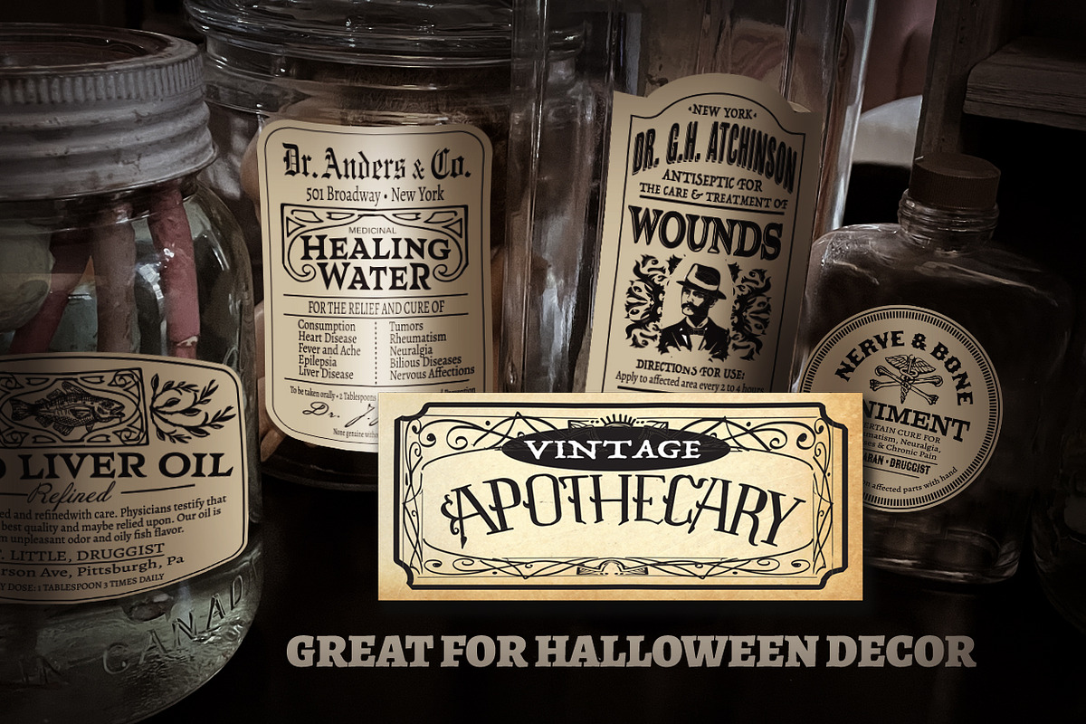 Vintage Apothecary Linocuts, an Illustration by WhiteRiverStudio (Photo 3 of 8)