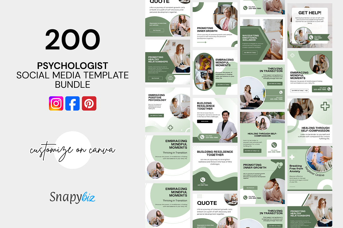 Psychology Social Media Canva Bundle