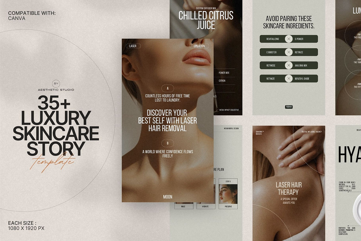Minimal Skincare Stories Canva