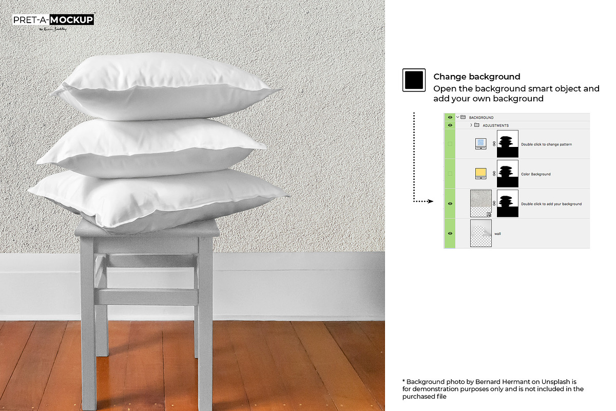 Cushions and Wall Mockup, a Household Mockup by Pret-a-Mockup (Photo 3 of 9)