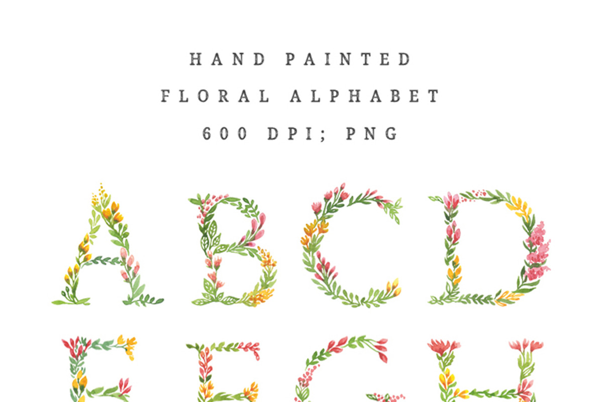Watercolor floral alphabet, an Illustration by swiejko (Photo 4 of 6)