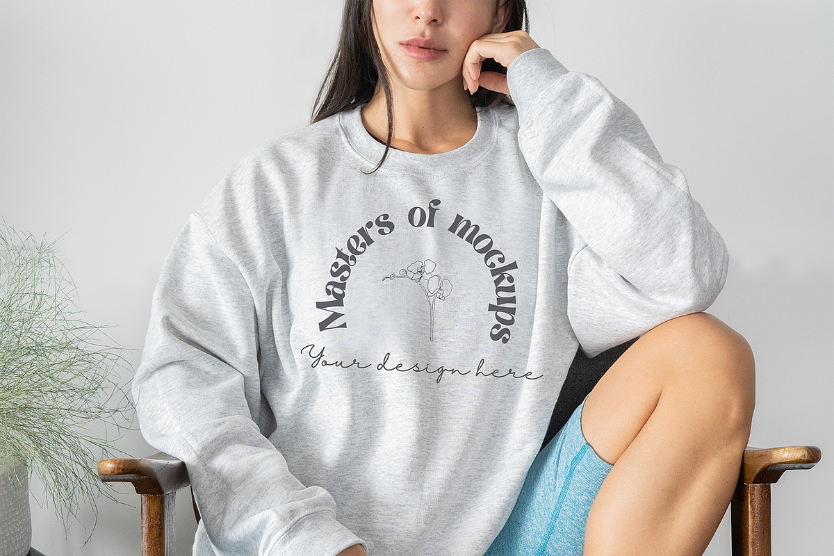 Gildan Grey Sweater Mockup JPG, a Hoody Mockup by Masters of Instagram
