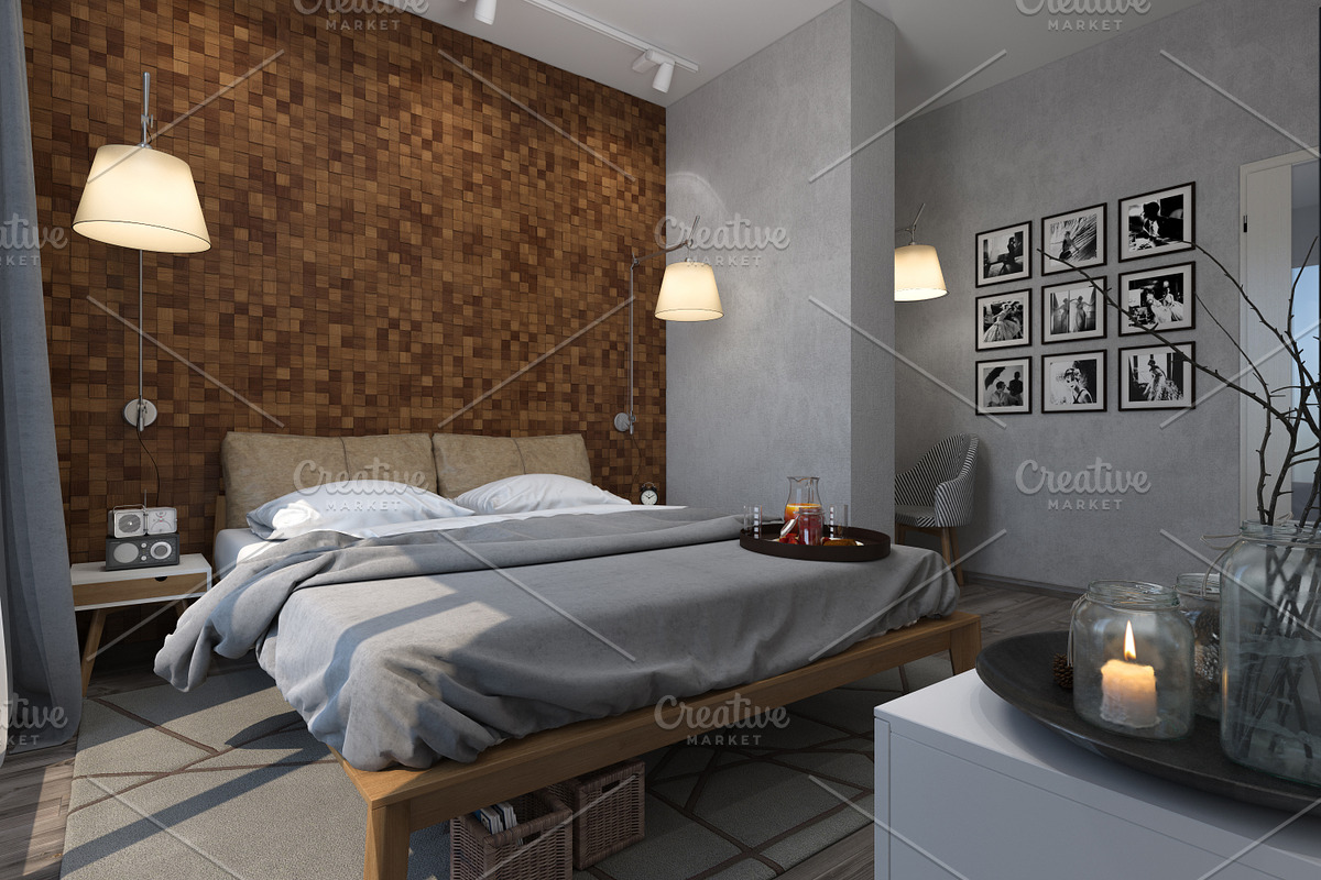 3d render design modern bedroom, a Decorative Illustration by RichmanStudio