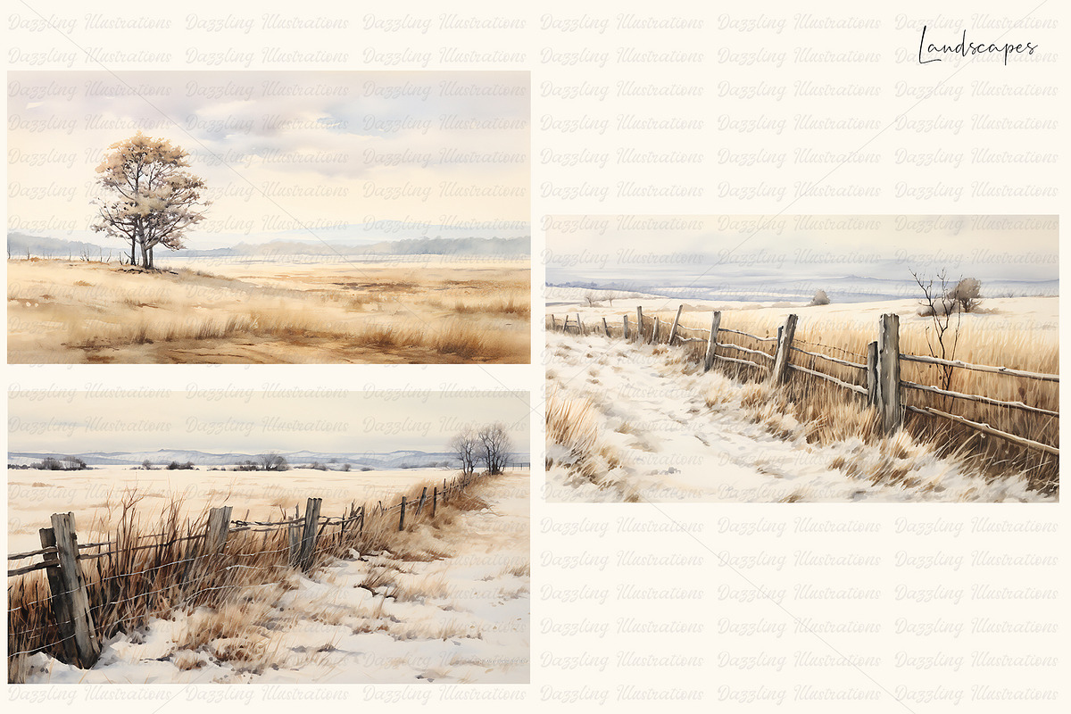 Watercolor Snowy Owls and Landscapes, an Animal Illustration by Dazzling Art Boutique (Photo 8 of 11)