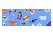 People in pool, set + backgrounds, a Person Illustration by PaperTrident (Thumbnail 5 of 8)