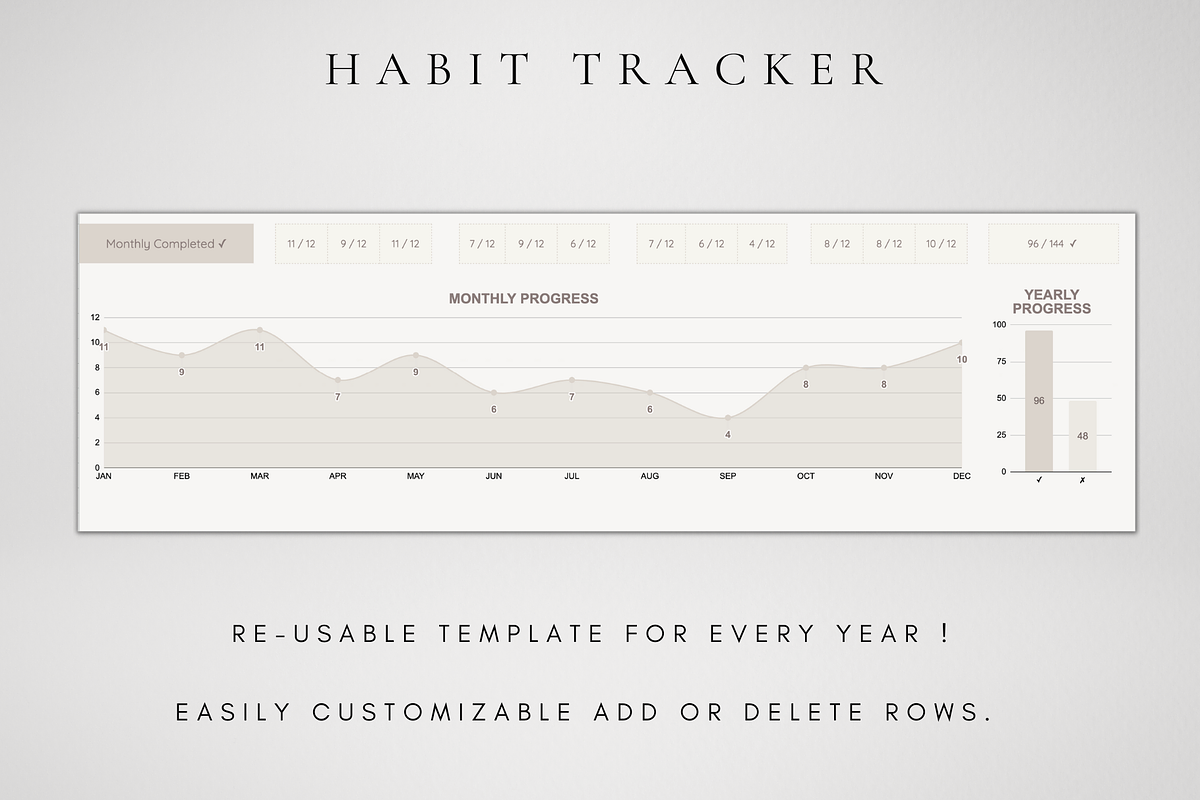 Digital Monthly Habit Tracker, a Templates & Theme by BRANDcontent (Photo 3 of 6)