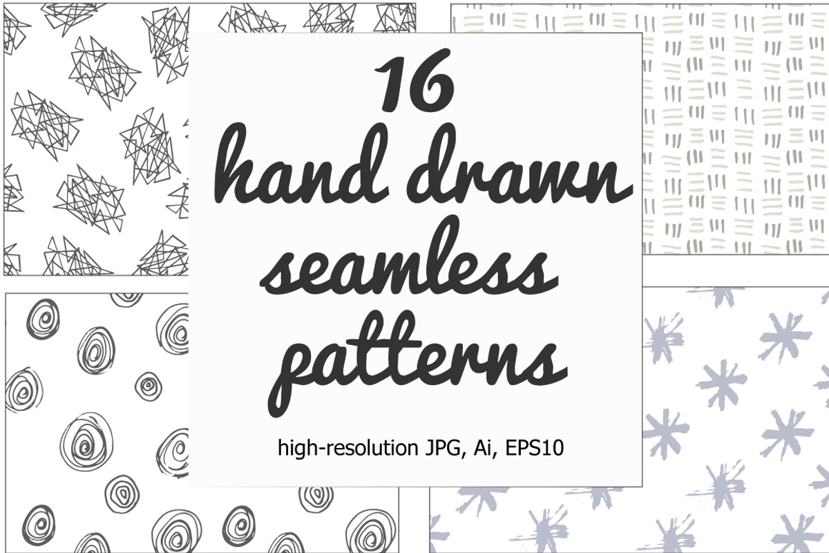 Hand drawn seamless pattern set, a Pattern Graphic by SaharaArt (Photo 1 of 8)