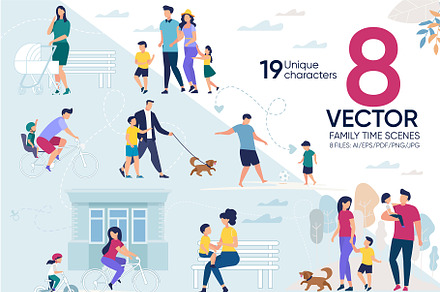 Family Time Vector Scenes, a Landing Page Template by Tera Vector