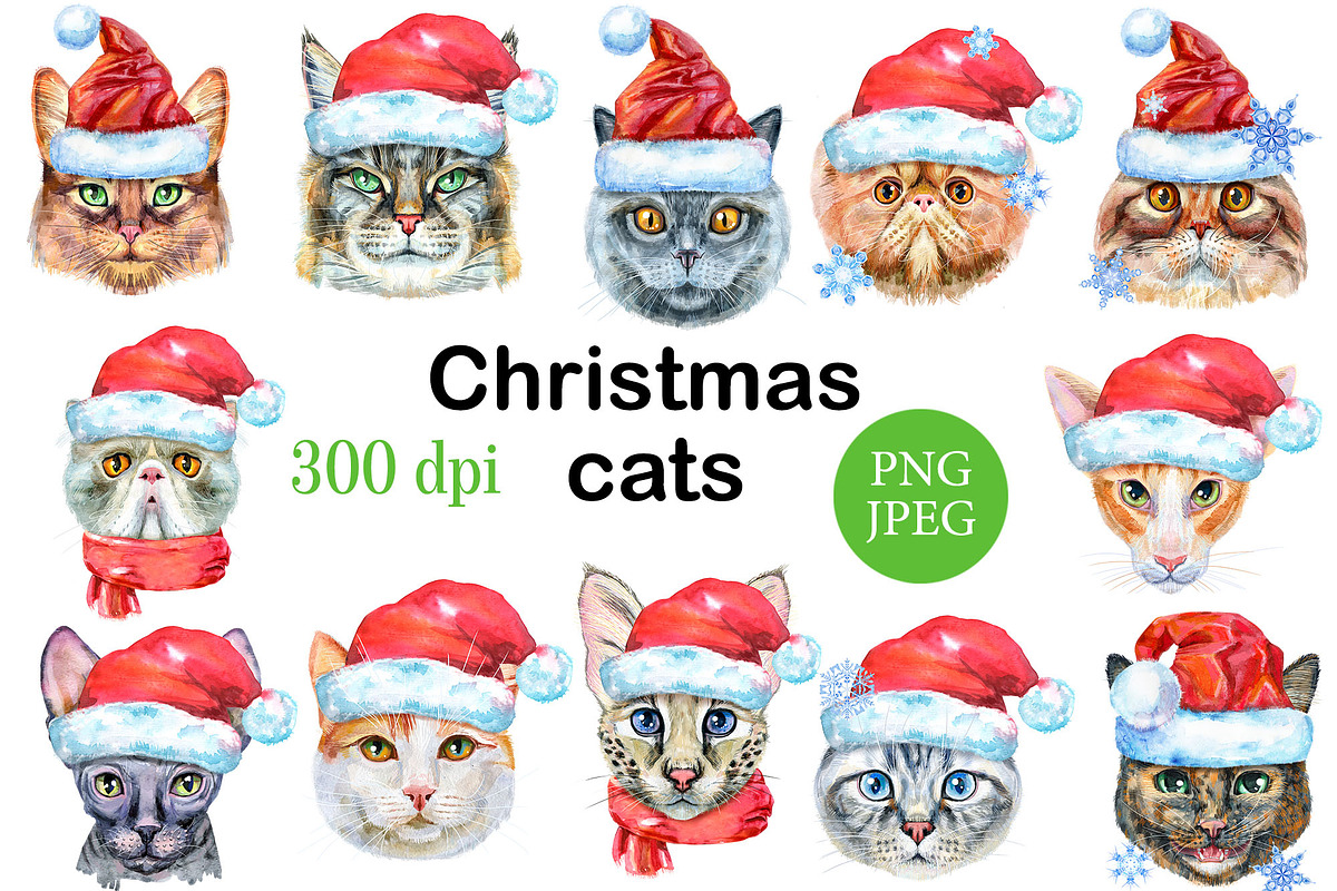 Christmas cats, an Animal Illustration by Watercolor fantasy (Photo 1 of 7)