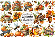 Watercolor Autumn Bee Garden Clipart, an Illustration by OK Design (Thumbnail 1 of 5)