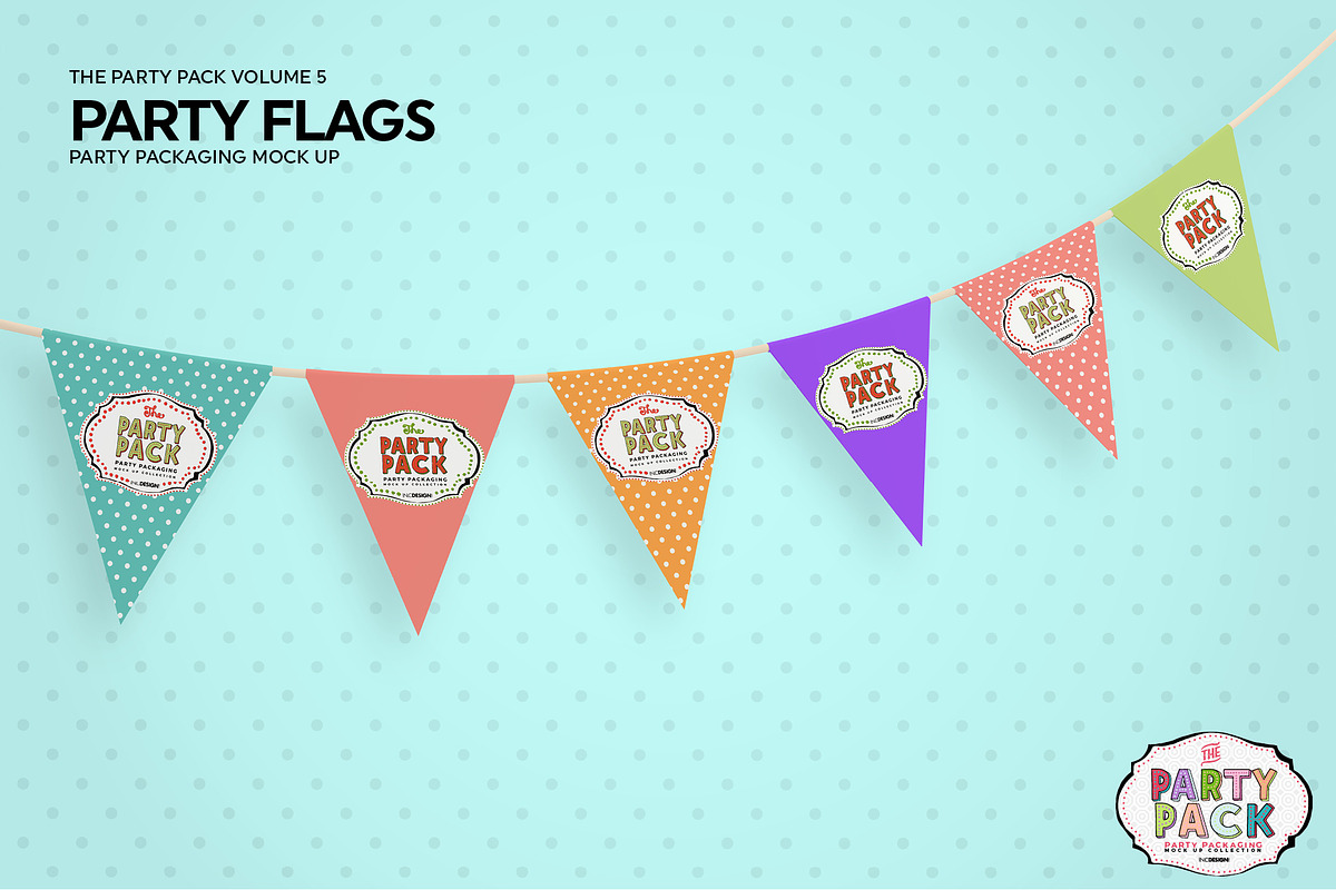 Party Flags / Bunting Mockup, a Product Mockup by INCDesign (Photo 3 of 7)