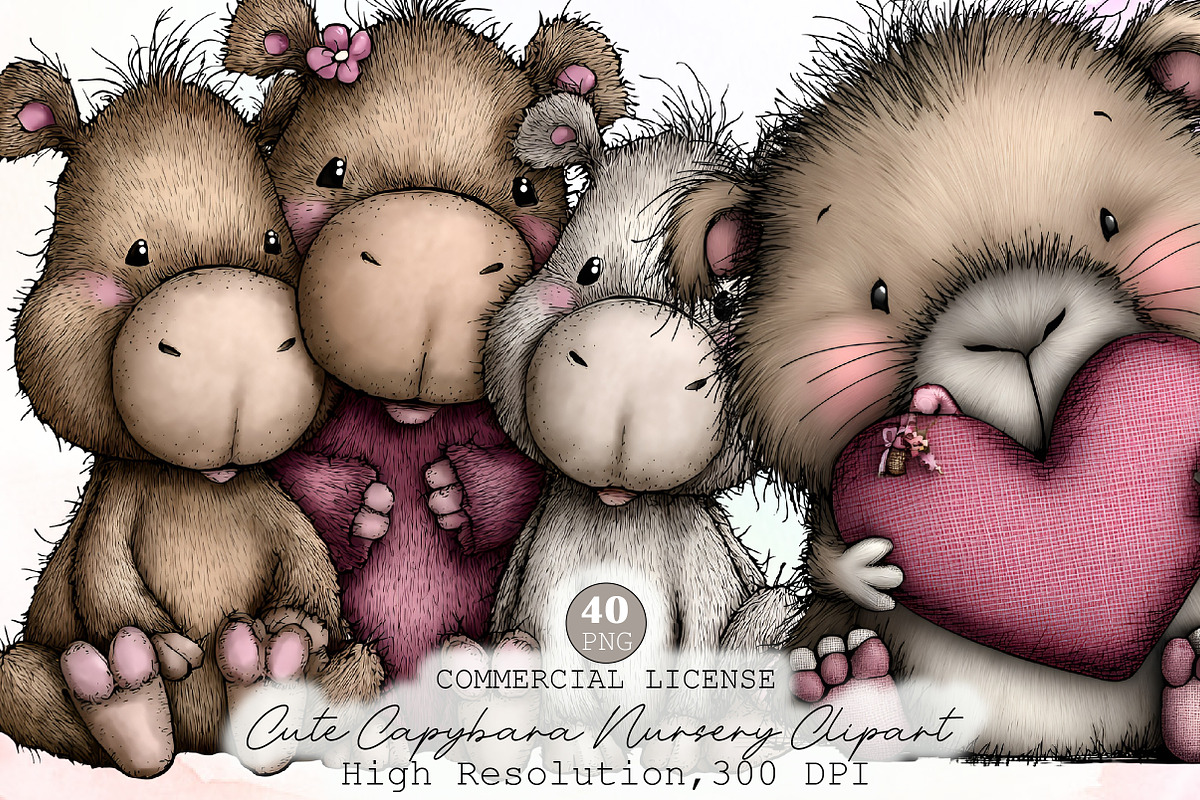 Cute Capybara Nursery Clipart, an Animal Illustration by Sublimation Artist (Photo 1 of 6)