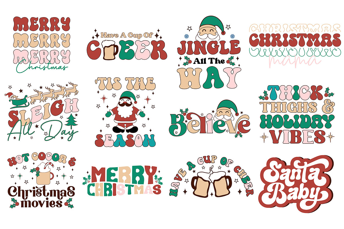 Retro Christmas SVG Bundle, a Graphic by CraftlabSVG (Photo 2 of 15)
