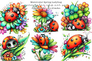 Watercolor Spring Ladybug Clipart, an Illustration by SinaCreation (Thumbnail 1 of 8)