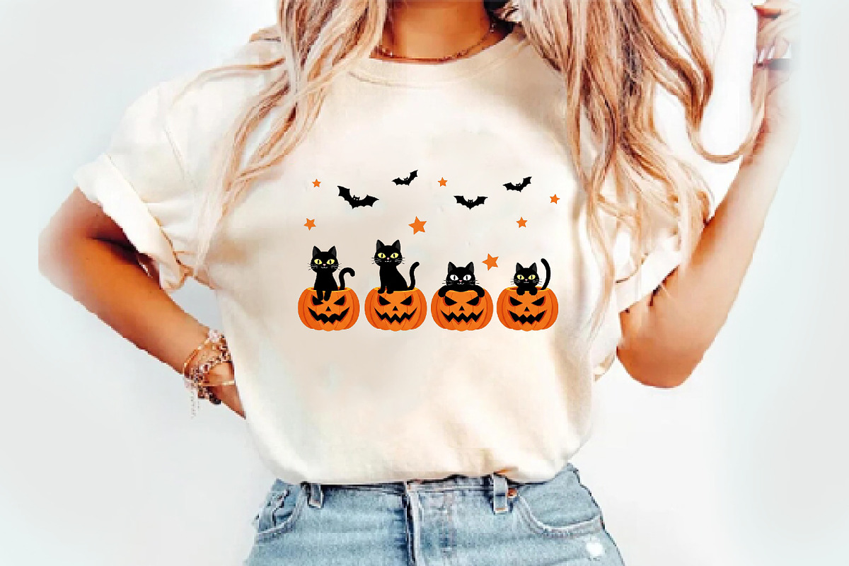 Black Cat And Pumpkin Design png, an Illustration by Watercolor design (Photo 2 of 3)