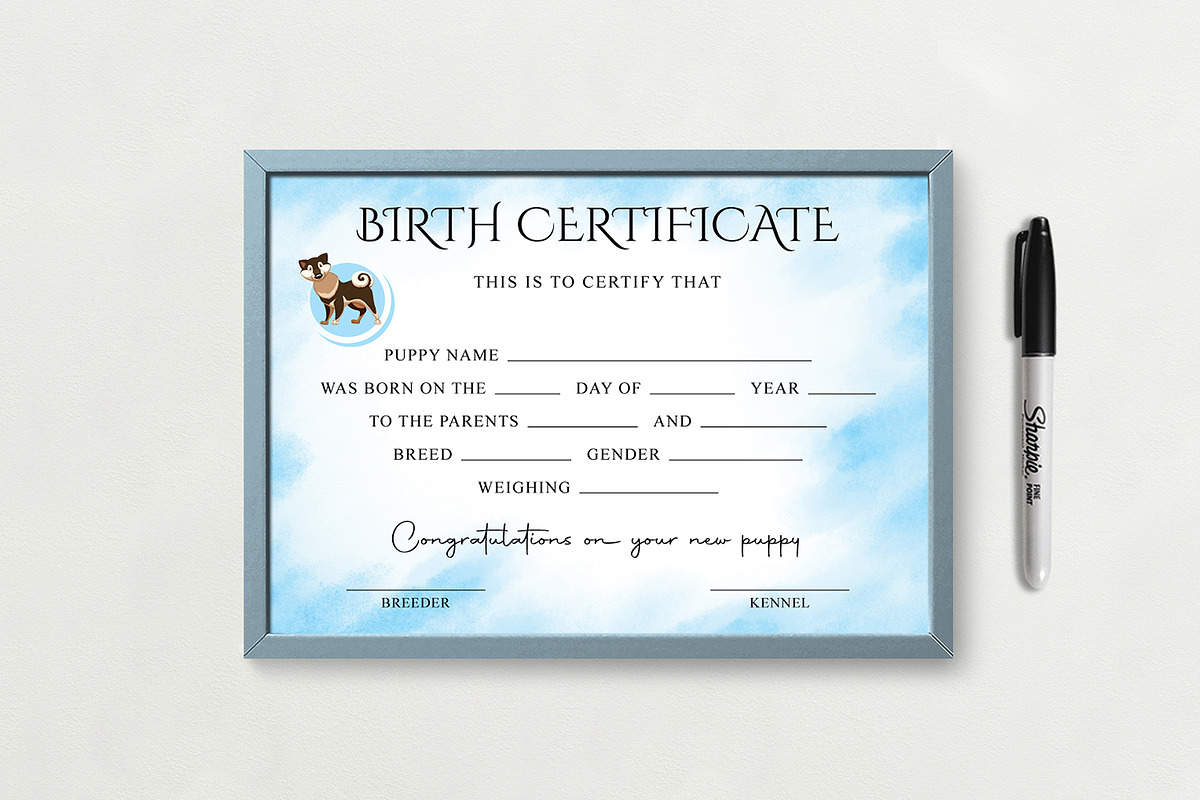 Puppy Birth Certificate, a Stationery Template by DesignDevisers (Photo 5 of 10)