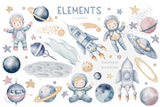 Watercolor Space Pastel Clipart Set, an Illustration by Alisles (Thumbnail 2 of 12)