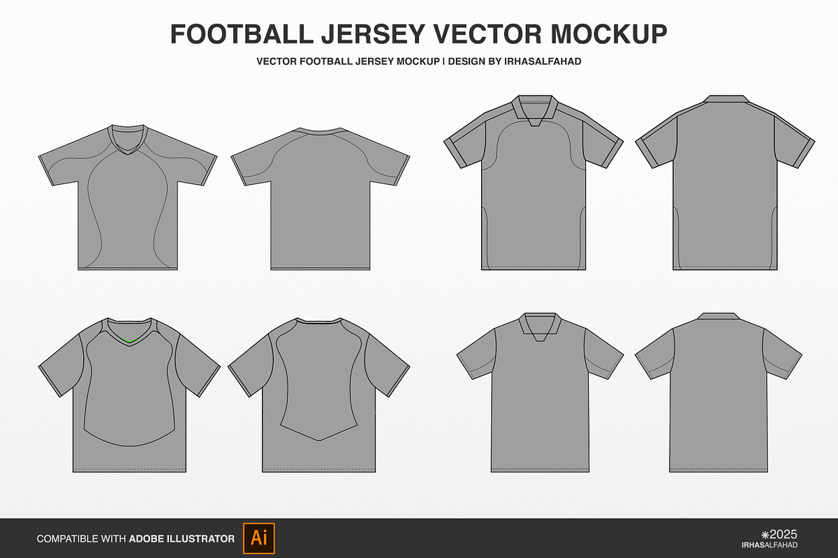 Vector Mockups Football Jersey, a Shirt Mockup by Irhasalfahad (Photo 4 of 8)
