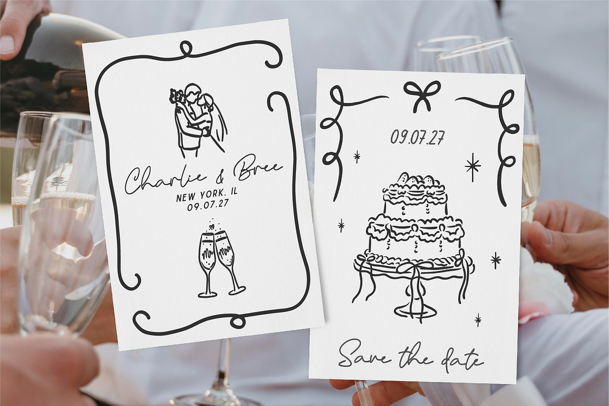 Hand Drawn Playful Wedding Clipart, a Decorative Illustration by La Petite Line Art (Photo 7 of 15)