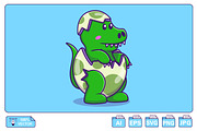 Cute Dino In Crack Egg Cartoon, an Animal Illustration by Artstorystudio (Thumbnail 1 of 3)
