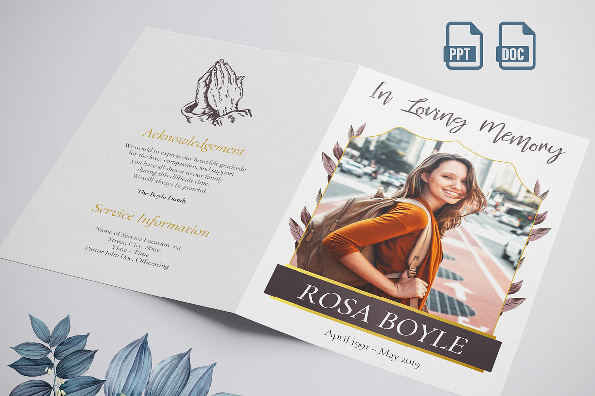 funeral program printing template, a Templates & Theme by TemplateLab (Photo 1 of 2)