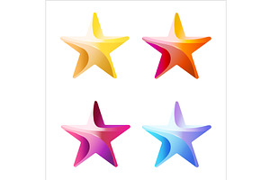 Set of Colorful stars stripped color, a Seasonal Illustration by Valenty