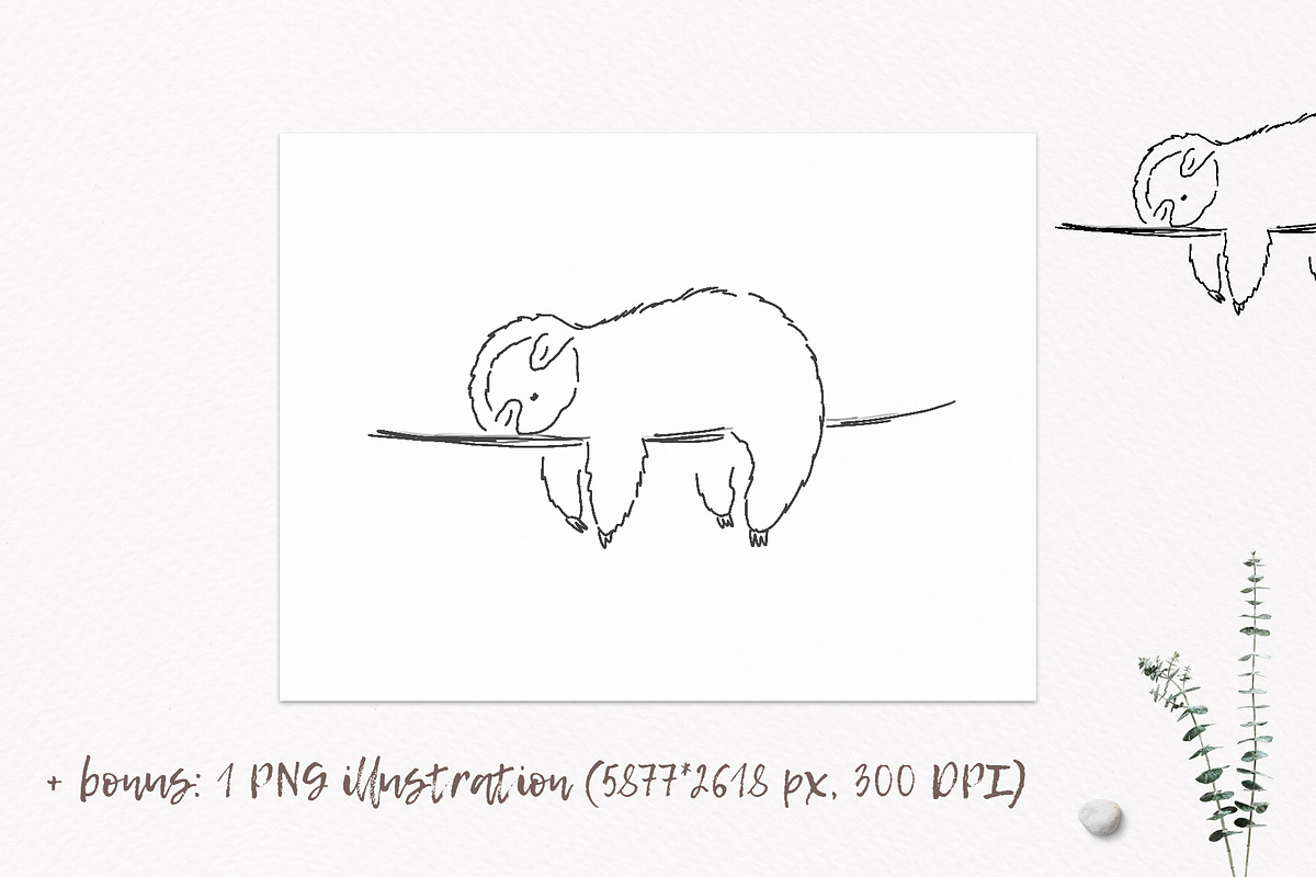 Cute sleeping sloth illustration, an Animal Illustration by Leksart (Photo 4 of 5)