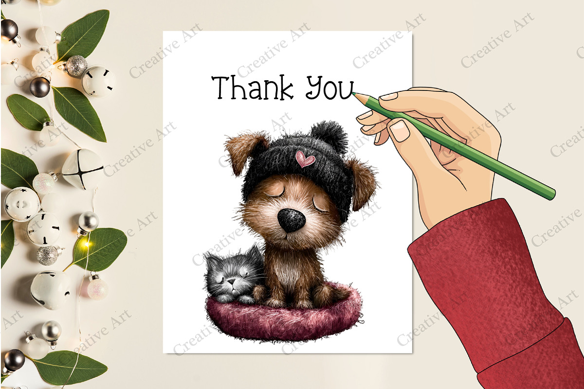 Whimsical Valentine Black Dog & Cat, an Illustration by Creative Art (Photo 5 of 9)