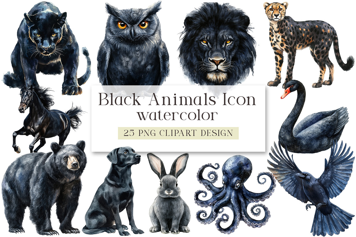 Black Animals Icon Clipart, an Illustration by DreamArtGraphic (Photo 1 of 4)