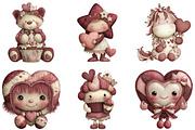 Kawaii Valentines Clipart, an Illustration by CraftArtStudio (Thumbnail 5 of 6)