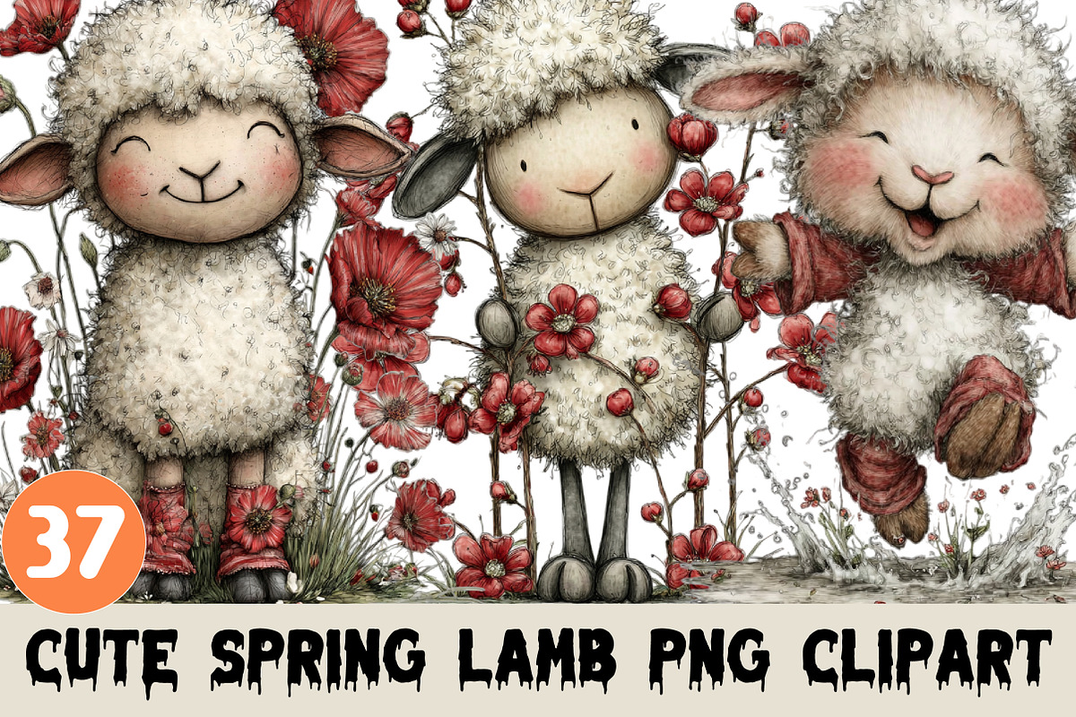Cute Spring Lamb Clipart, a Graphic by CitraGraphics (Photo 1 of 5)