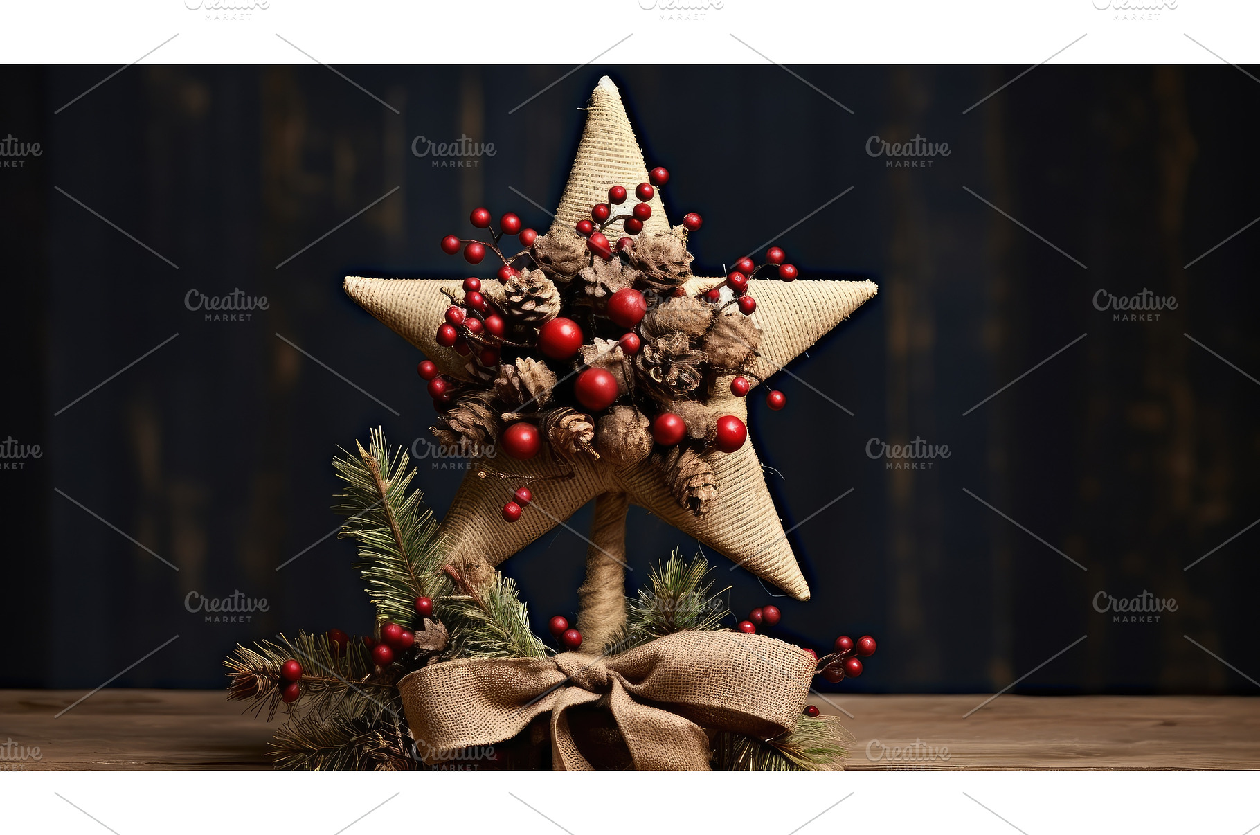 rustic star tree topper ai generated, a Background Photo by pikepicture