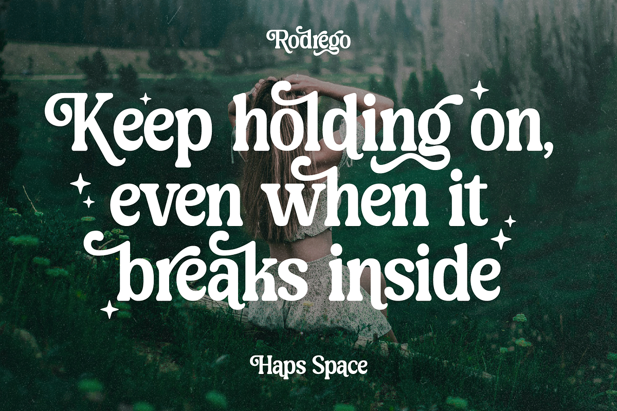 Rodrego Elegant Retro, a Sans Serif Font by Haps Space (Photo 6 of 10)