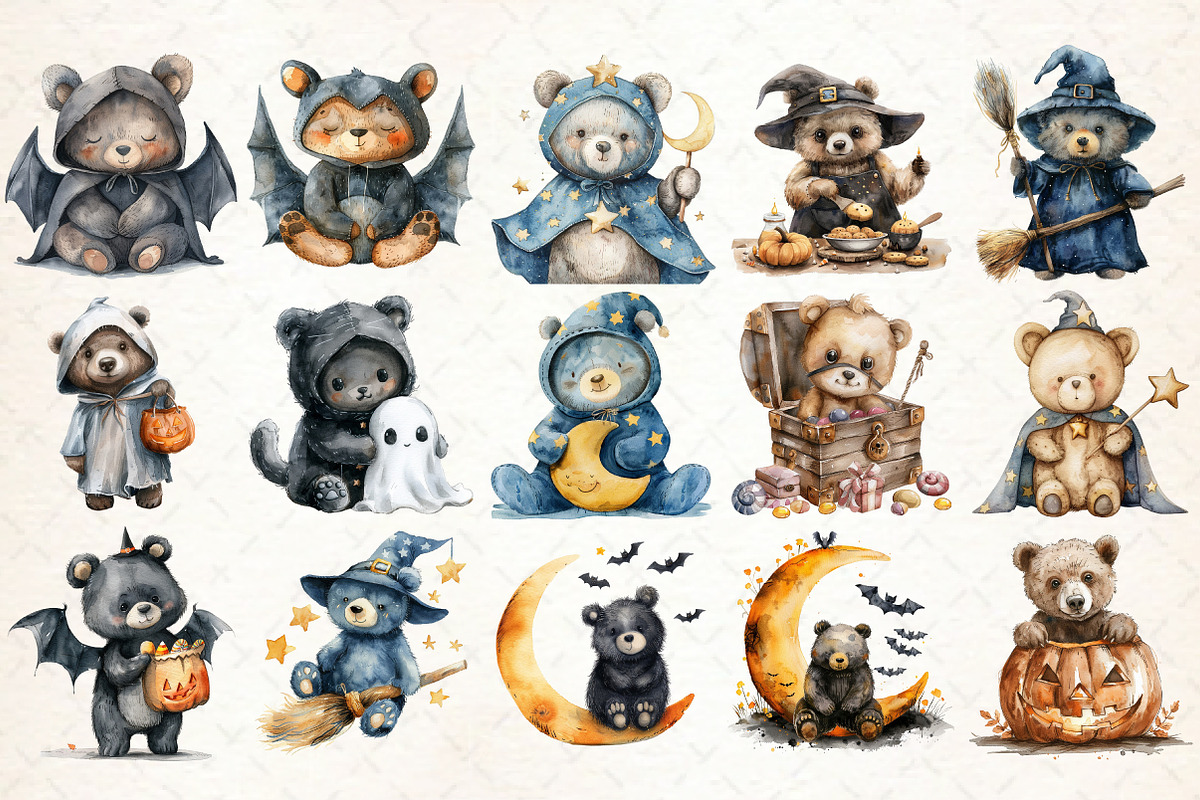 Halloween Bear Clipart, an Illustration by Libby Wishes (Photo 4 of 7)