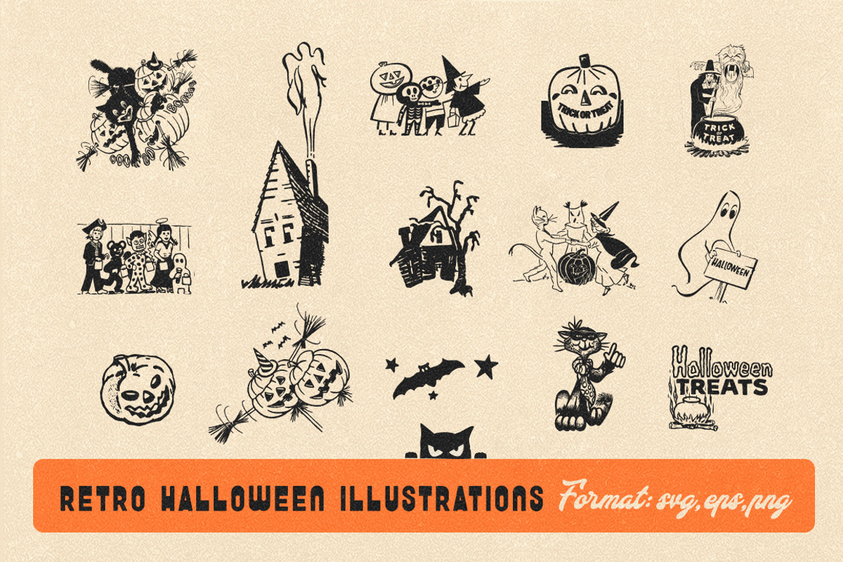 Retro Halloween Design Kit, a Seasonal Illustration by Retro Machine (Photo 6 of 15)
