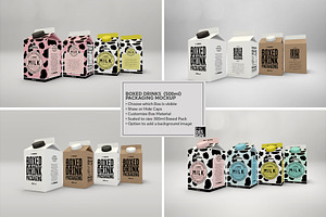 Paper Boxed Drink Packaging MockUps