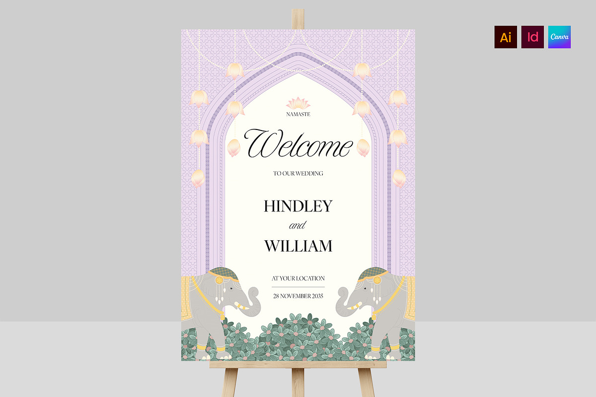 Indian Wedding Welcome Sign Template, a Flyer Template by BrandPacks (Photo 1 of 6)