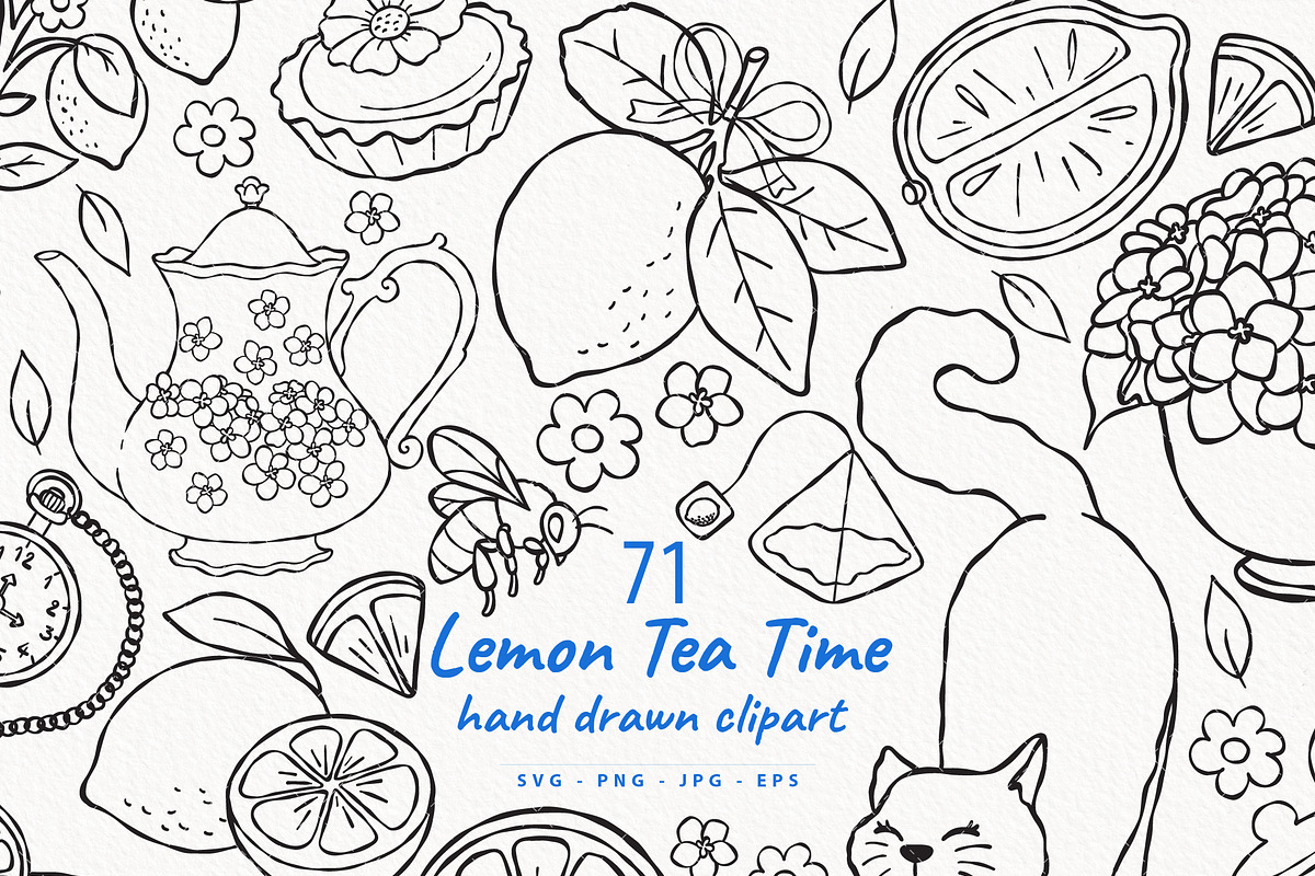 Lemon Tea Time Wedding Line Art, a Food Illustration by TitaLivingArt (Photo 1 of 9)