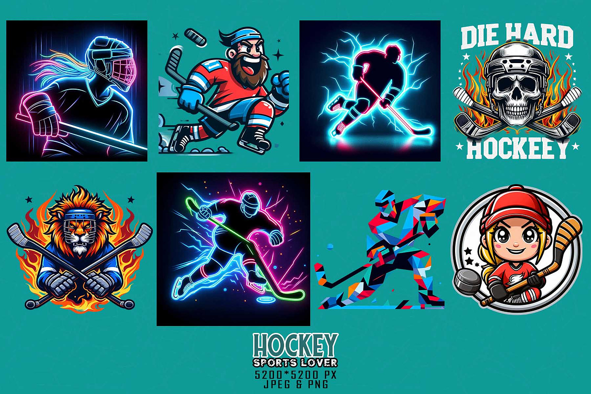 100 Retro Vintage Hockey Skull PNG, an Illustration by Sofia's Fashion (Photo 2 of 11)
