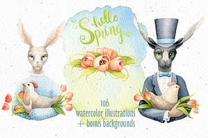 Hello Spring Watercolor Illustration