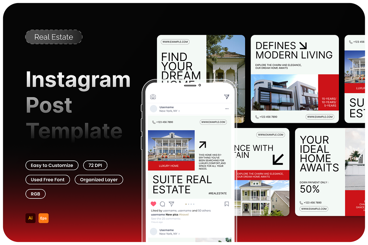 Real Estate Instagram Post, a Social Media Template by Annora Studio (Photo 1 of 3)