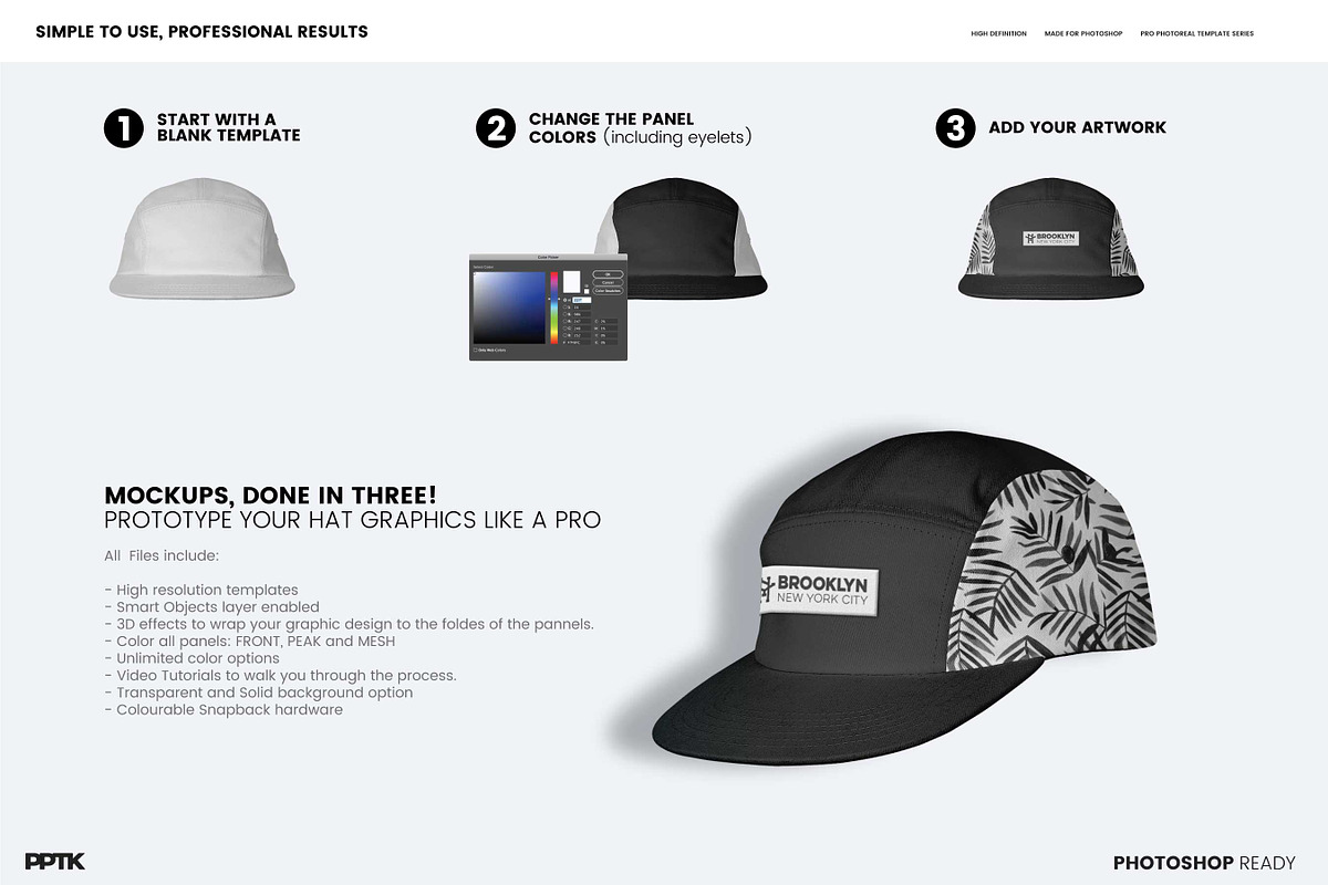 5 Panel Hat Mockup, a Hat Mockup by PrePress Toolkit (Photo 3 of 3)